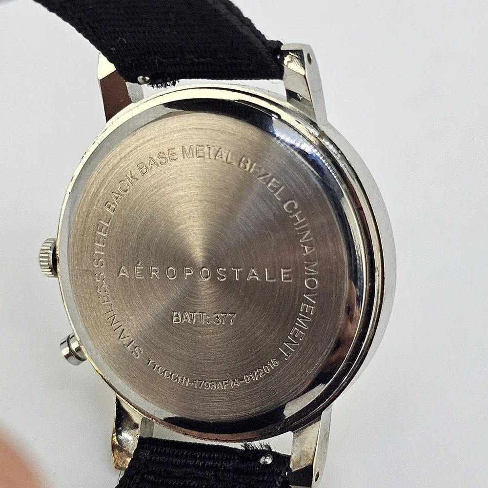 Aeropostale Unisex Watch 38MM Gray Dial Black Bands New Battery READ DESCRIPTION